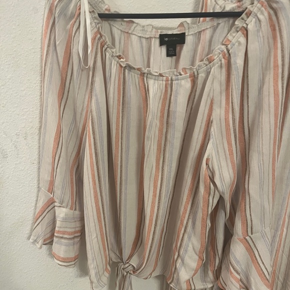 AB Studio 2-Piece Set – Striped Off-Shoulder Top & Wide-Leg Pants – Size XXL - Picture 11 of 12